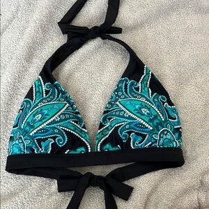 VENUS Black and Teal Bikini Top